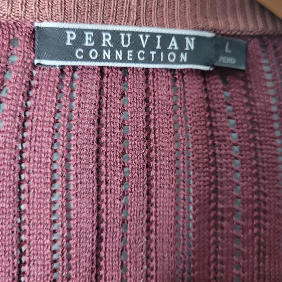 Peruvian Connection Red Open Airy Knit Cardigan Size L - Picture 2 of 2